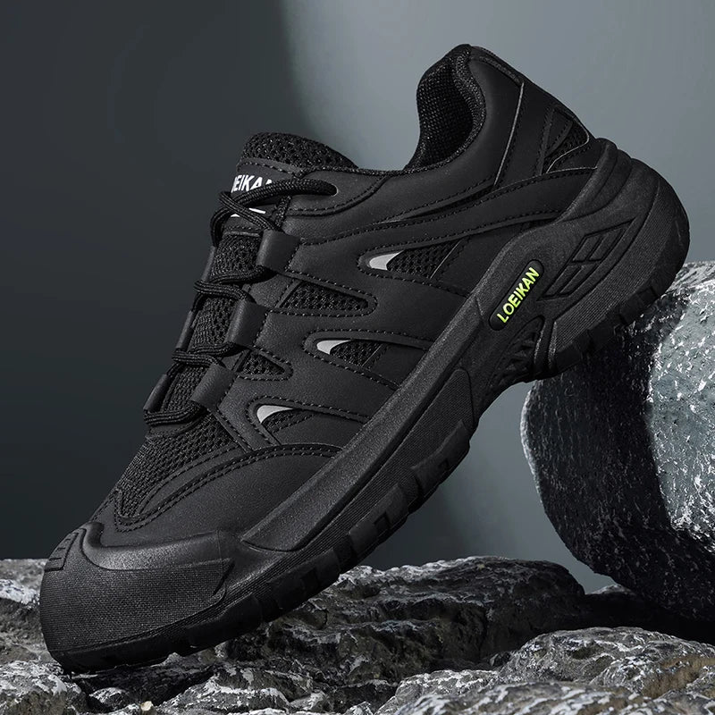 LOEIKAN Men's Breathable Hiking Shoes, Non-Slip Chunky Platform Sneakers