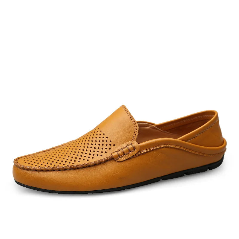 Men Loafers 2025 New Leather Shoes Men‘s Casual Shoes Moccasins Breathable Sneakers Men Driving Shoes Comfort Flats Plus Size 48