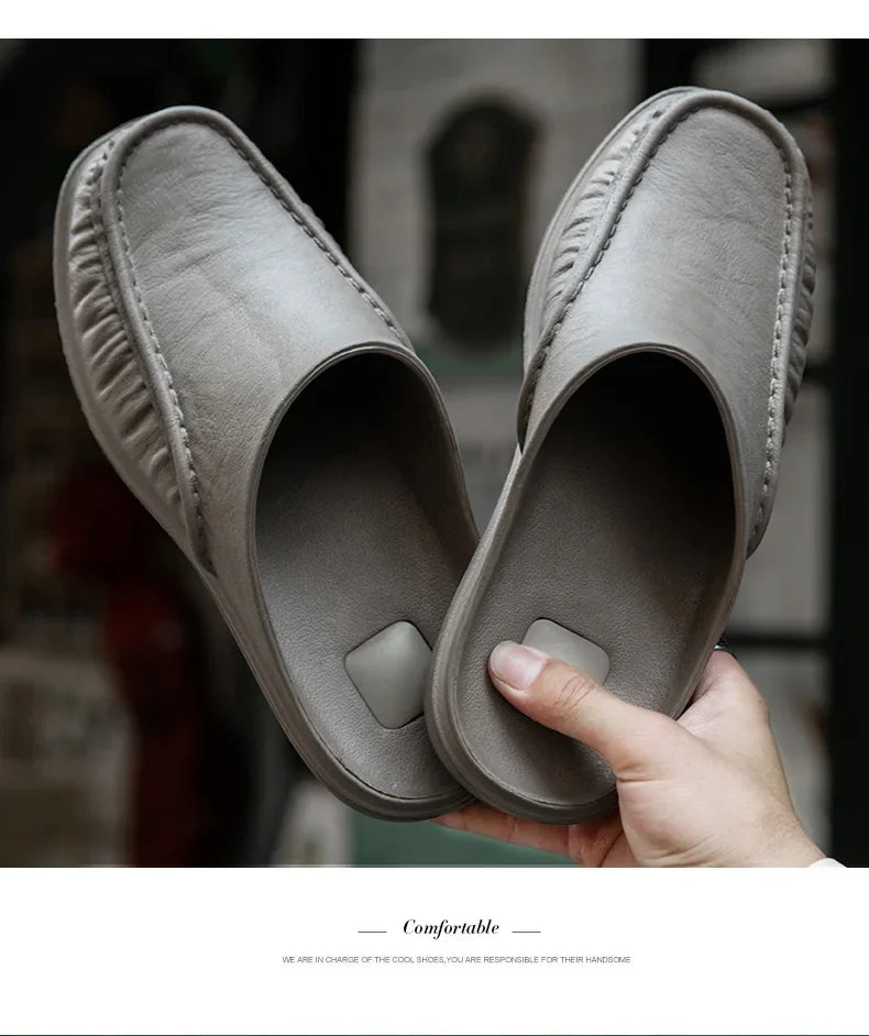 2025 Men Shoes EVA Slip on Flats Shoes Men's Slippers Men Walking Half Slipper Comfortable Soft Household Sandals