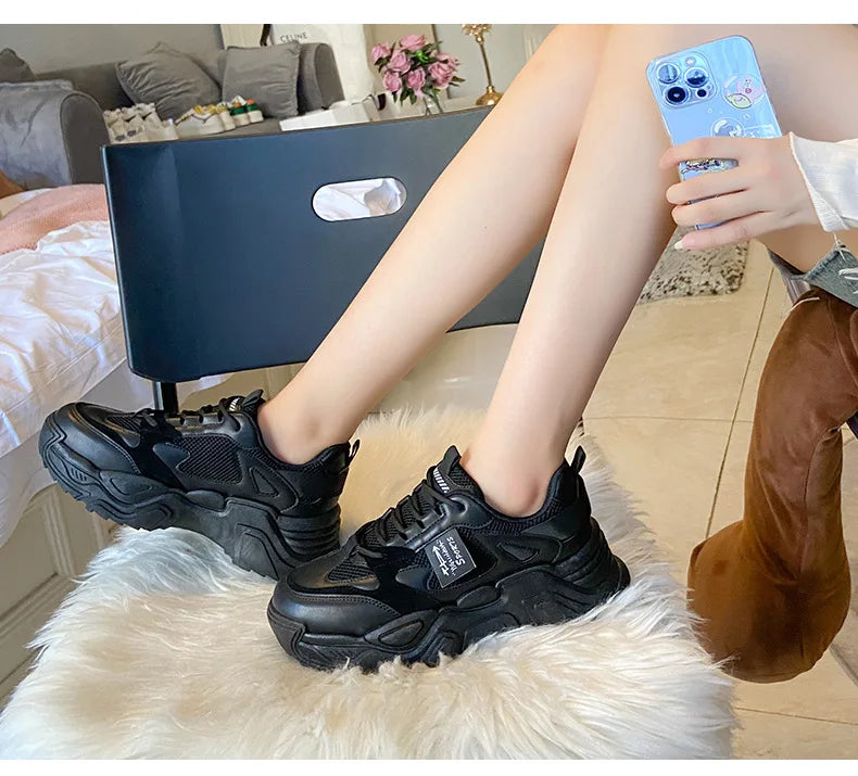 Chunky Platform Sneakers for Women Autumn New Fashion Thick Sole Vulcanized Shoes Woman Casual Non Slip Breathable Sports Shoes