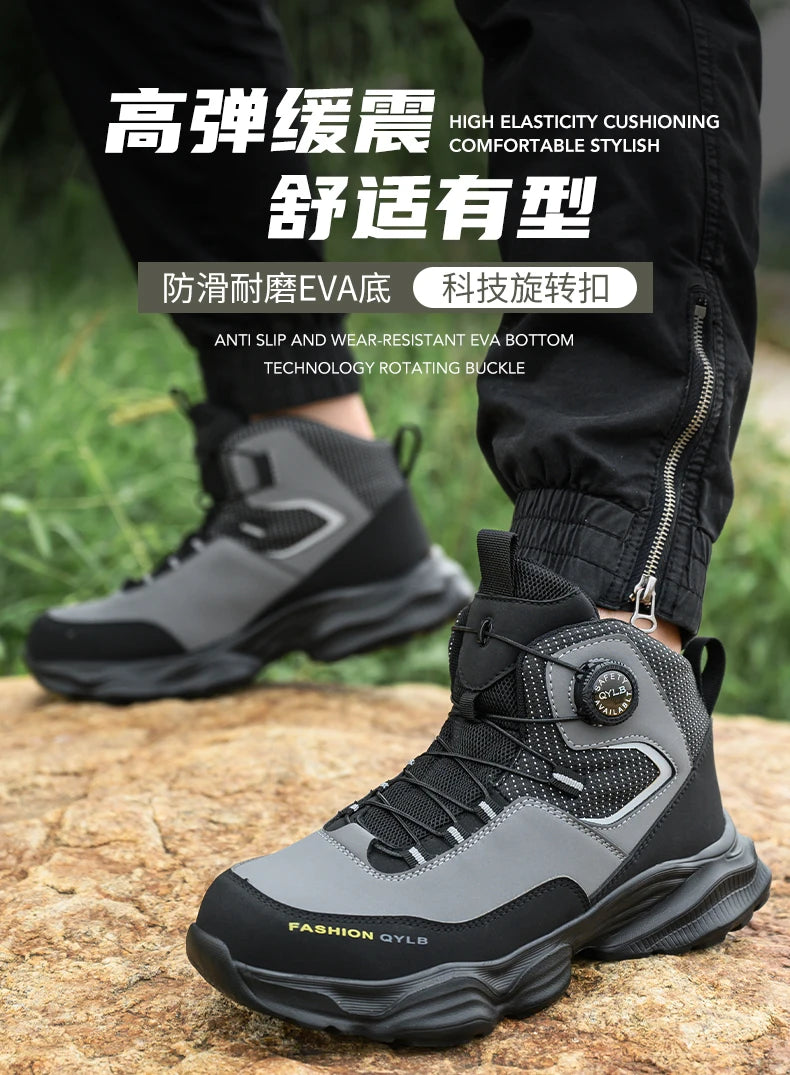 Rotating button Safety Shoes Men Boots work Sneakers Male Steel Toe shoes Protective Boots Puncture-Proof Indestructible shoes