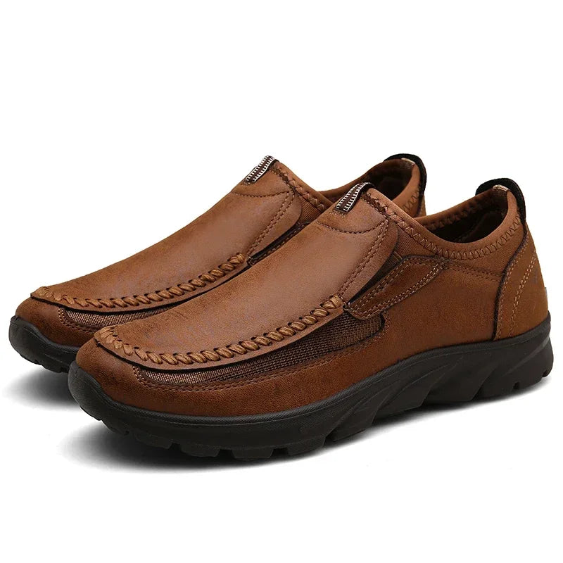 Leather Men Casual Shoes Comfortable Man Walking Runnning Sneakers Breathable Man Loafers Slip on Driving Shoes Zapatos Size 48