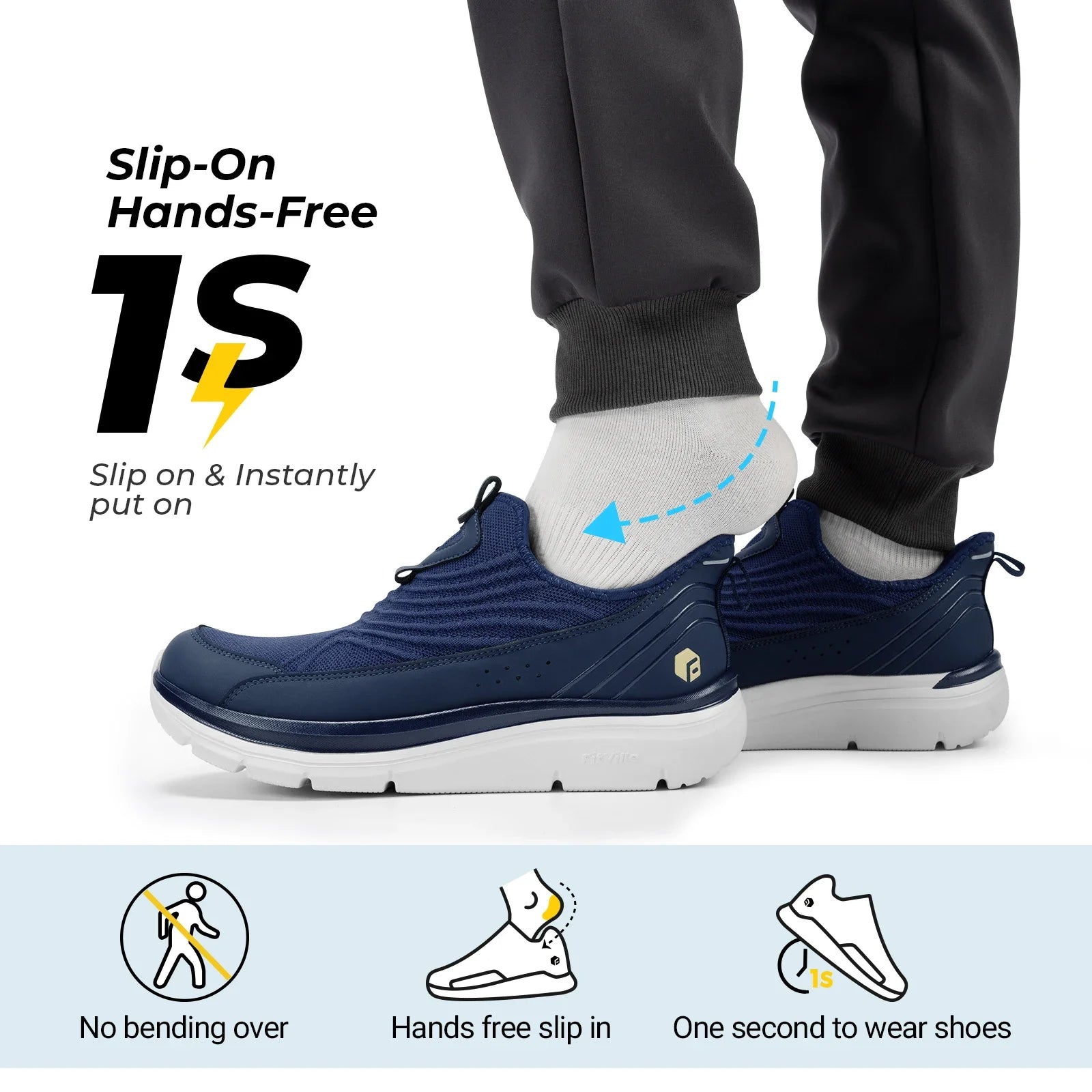 Fitville Wide Men'S Slip-On Running Shoes Lightweight Breathable Outdoor Casual Sports Walking Shoes Sneakers For Swollen Feet