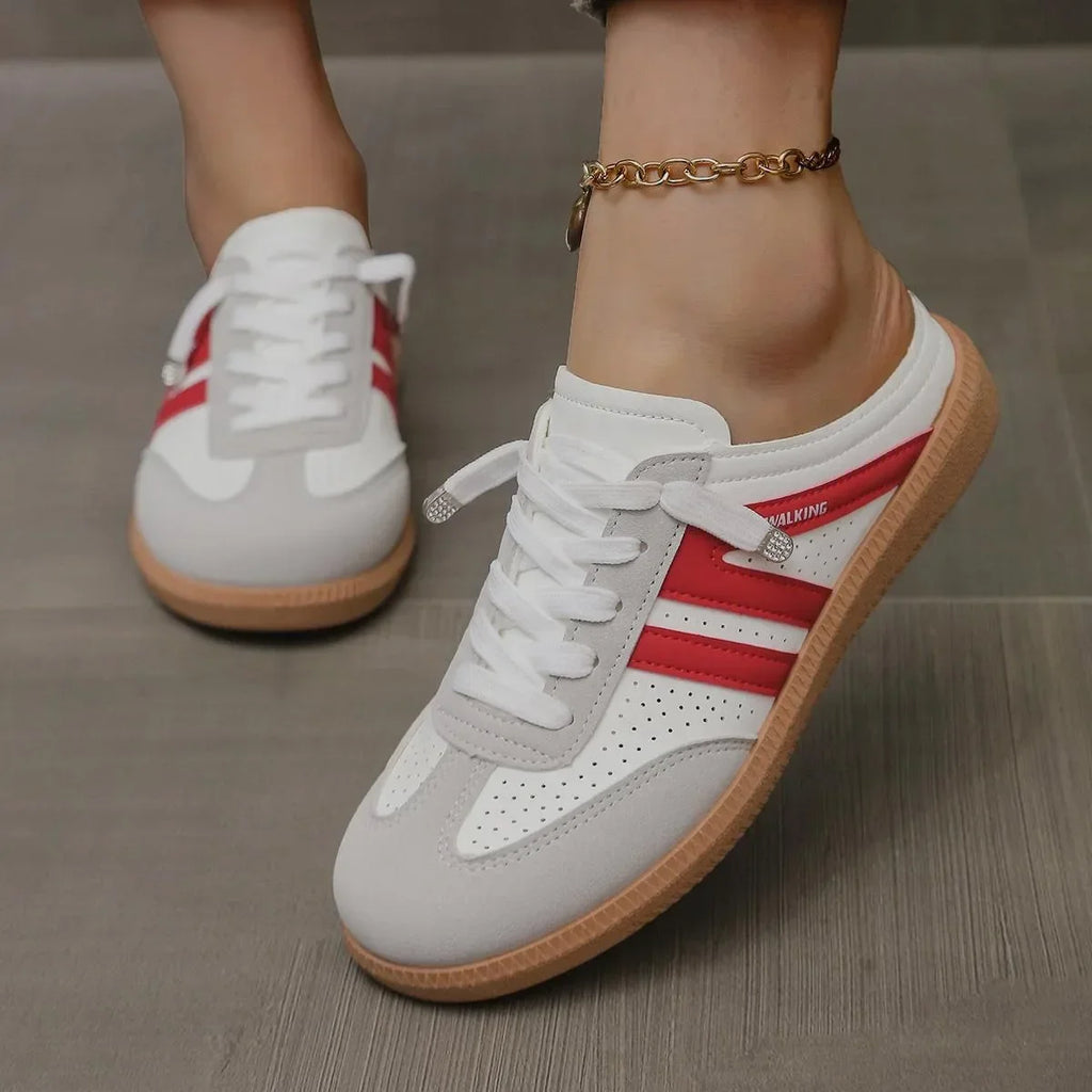 Women Mules Shoes Sports Round Toe Flat Female Footwear Casual Sneakers Clogs Platform Summer Slip on Creeper Baotou Slippers
