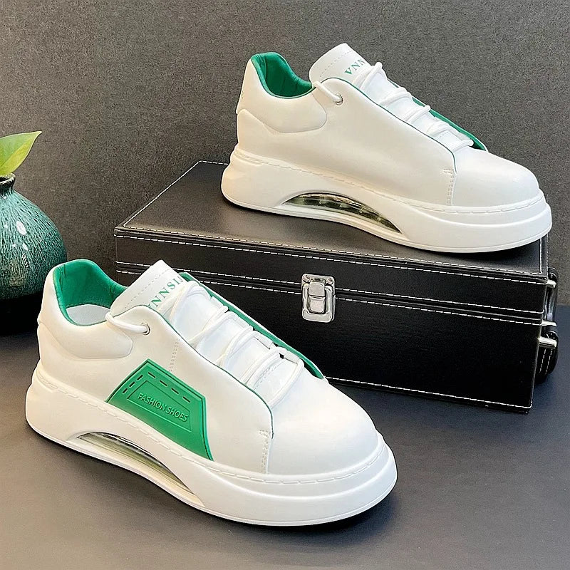 Luxury brand casual sneaker for men White high top air cushion sneakers Man Comfortable Soft Lace up botas masculino 2024