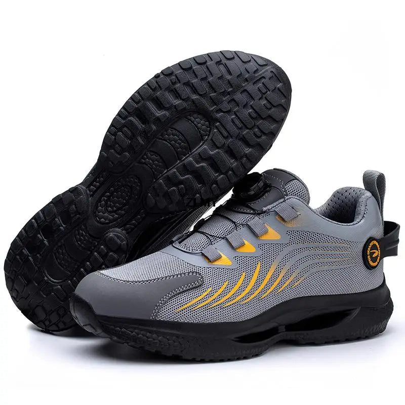 ZLMY Rotating Button Safety Shoes Men Steel Toe Sneakers Air Cushion Work Shoes Man Puncture Proof Work Safety Boots Protective