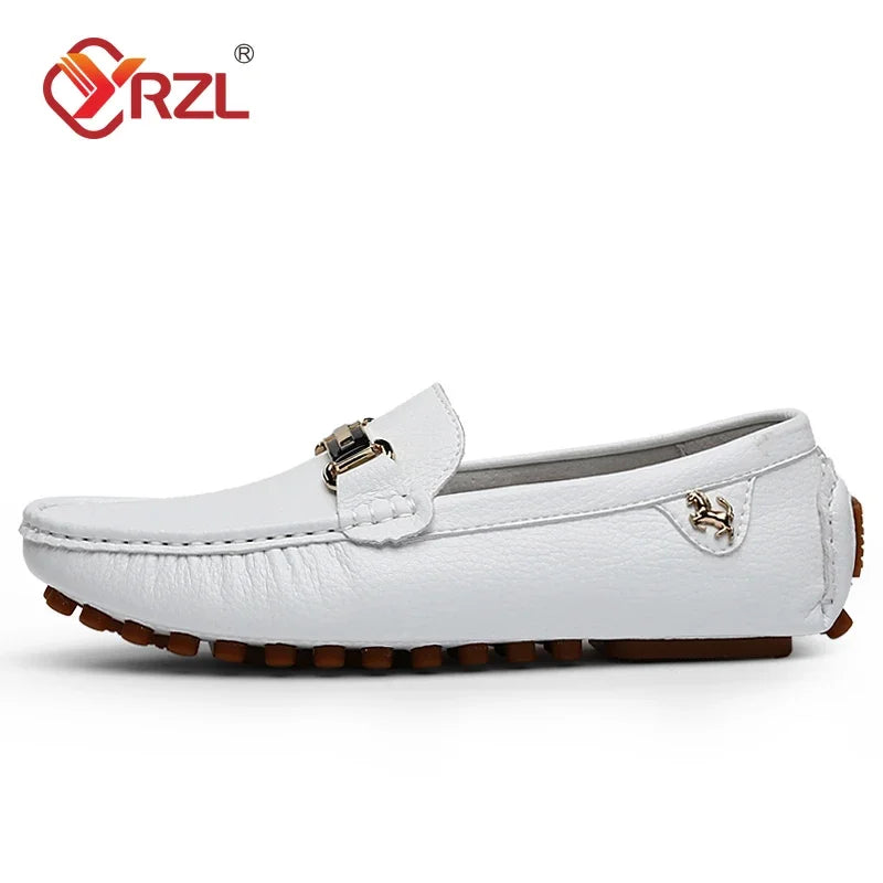 YRZL Men's Loafers Dress Office Shoes Men PU Leather Casual Shoes Lightweight Breathable Comfortable Slip on Driving Shoes Men