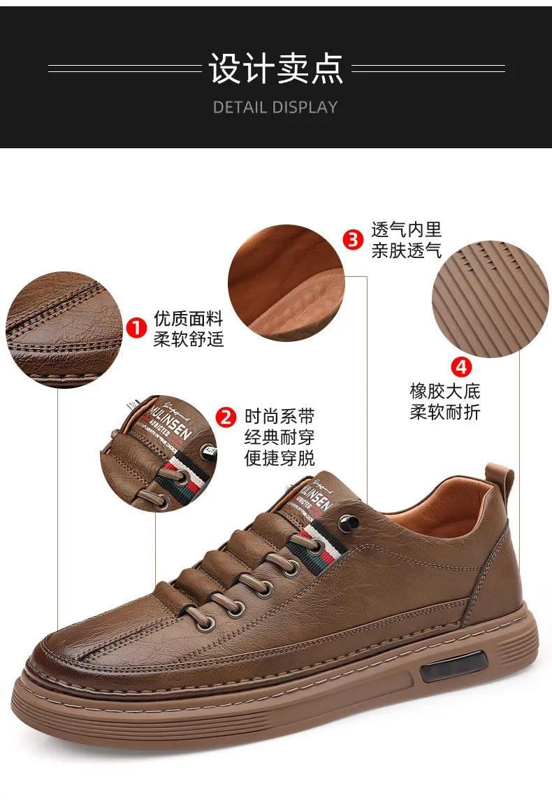 New Leather Shoes for Men Non-slip Sports Fashion Comfortable Sneakers Male Flat Slip-on Casual Brand Men's Casual