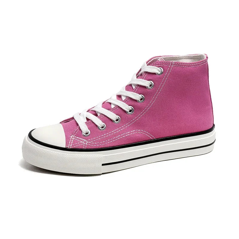 Retro High Top Canvas Shoes Classic Breathable Unisex Spring Autumn Fashionable Couple Style Cotton Lined Flat Bottom Sneakers