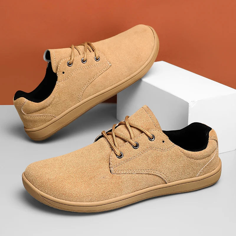 Barefoot Men's Sneakers With Wide Toe Size 48 Minimalist Cow Suede Leather Upper Casual Man Shoes Comfortable Walking Shoes