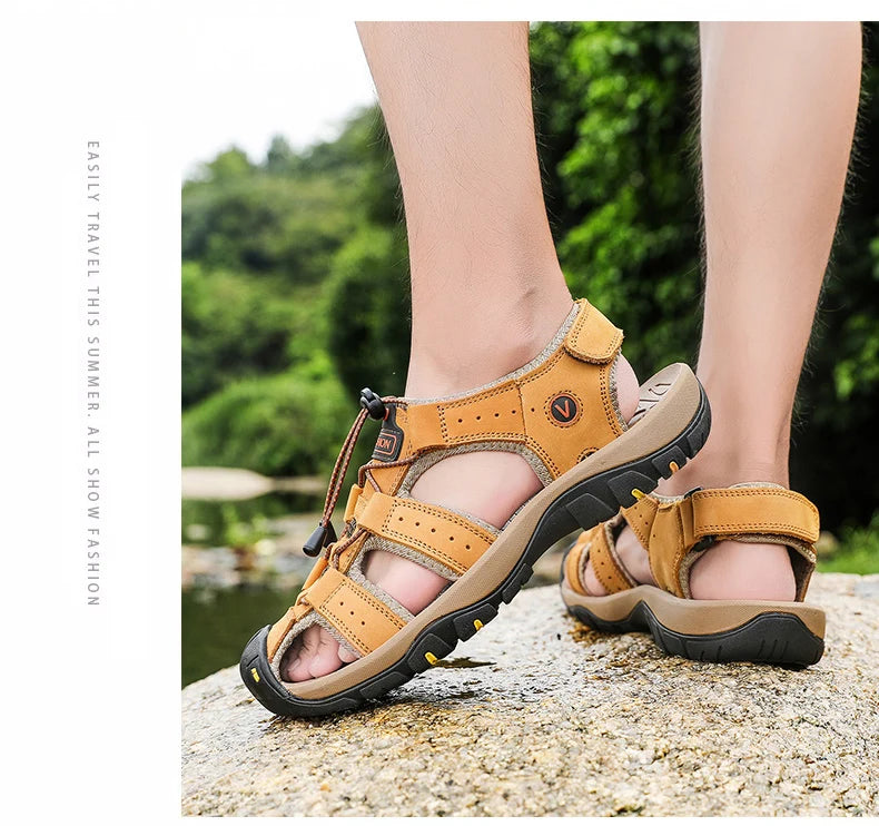 2023  Leather Men Shoes Summer New Large Size Men's Sandals Men Sandals Fashion Sandals Slippers Big Size 38-47