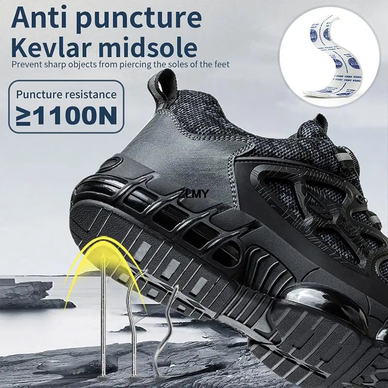 ZLMY Rotating Button Safety Shoes Men Steel Toe Sneakers Air Cushion Work Shoes Man Puncture Proof Work Safety Boots Protective