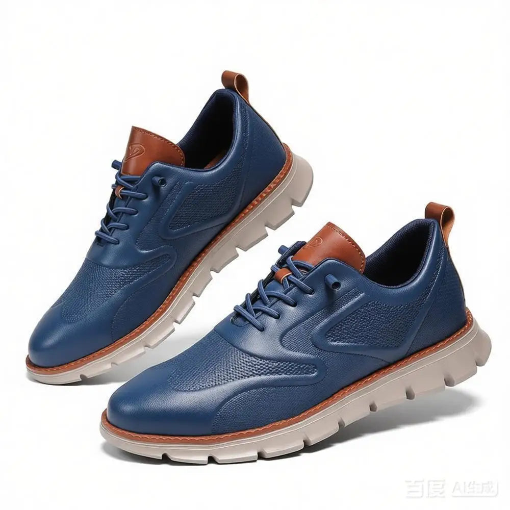 Men's Premium Leather Oxford Sneakers Casual Comfort Walking Shoes Navy Black Brown Fashion British Style Big Size 50 51 52