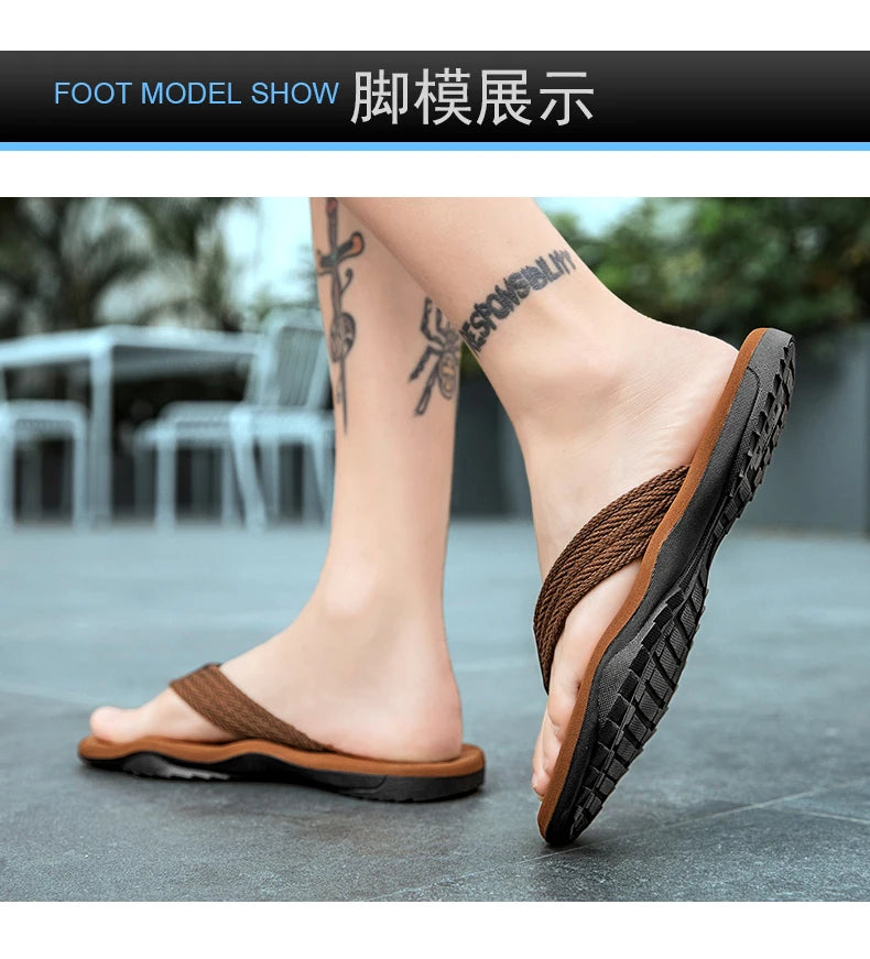 Home Flip Flops Fashion Men's Slippers Outdoor Sandals Summer Beach Shoes Size 39-46