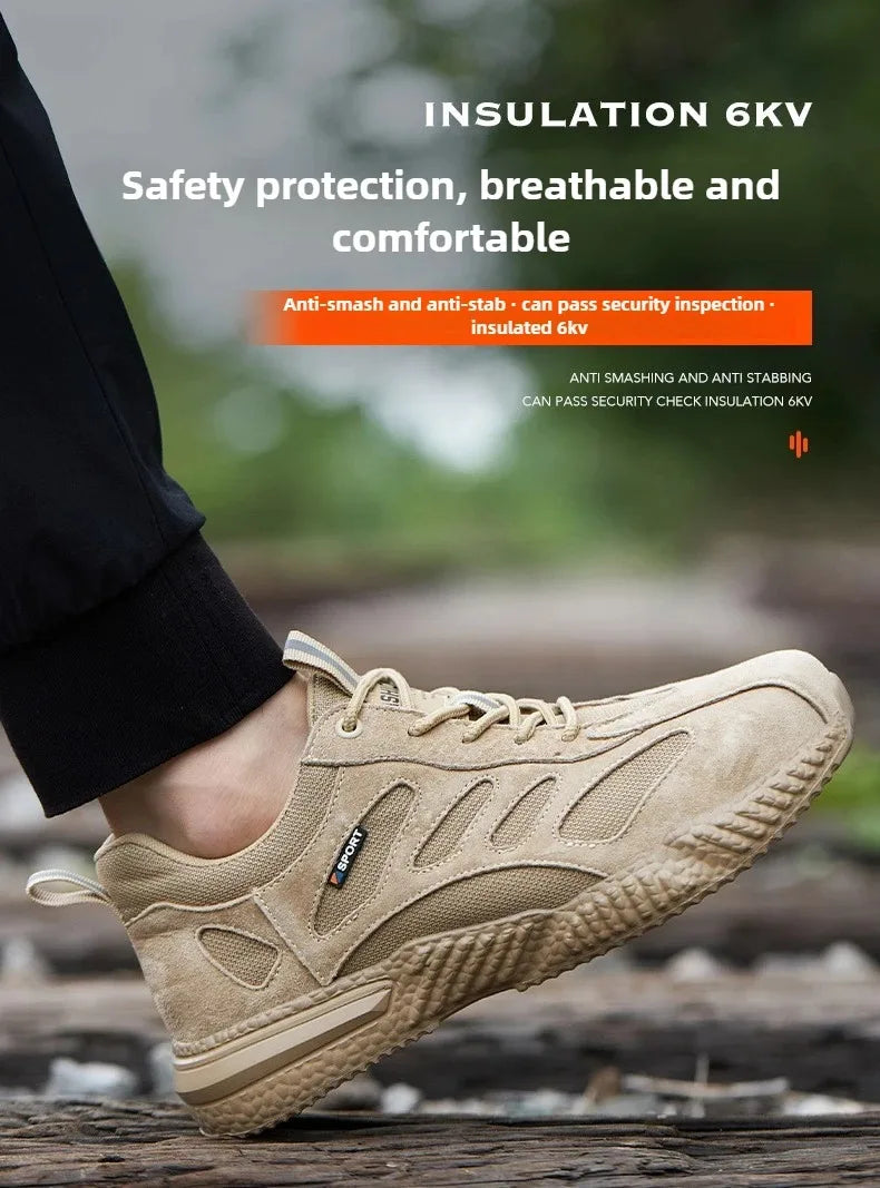 plastic toe cap safety shoes lightweight comfortable construction shoes for men protective work sneakers anti-slip work shoes