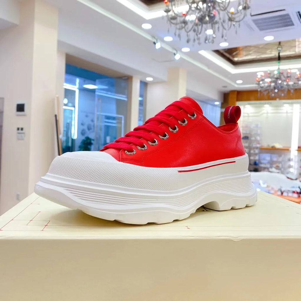 Handcrafted Leather Casual Sneakers Man Platform Trainers Unisex Originality Flat Loafers Men's Footwear