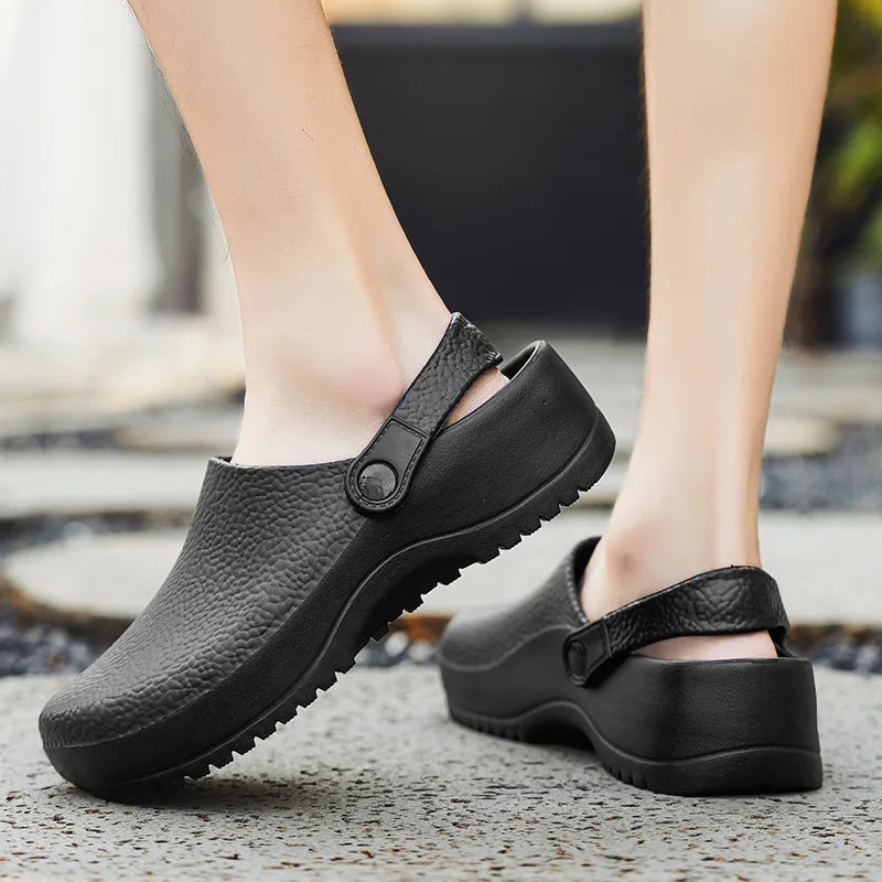 Litfun Summer Clogs Slippers For Men New Waterproof Oil-proof Kitchen Chef Shoes Outdoor Antiskid Garden Shoes EVA Beach Sandals
