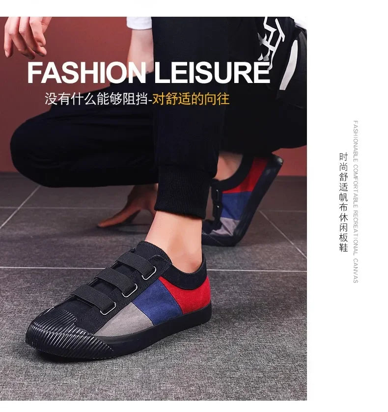 Fashion Men's Canvas Sneakers Casual Shoes Breathable Flat Buckle Loafers Shoes Summer Autumn Mens Designer Men Board Shoes