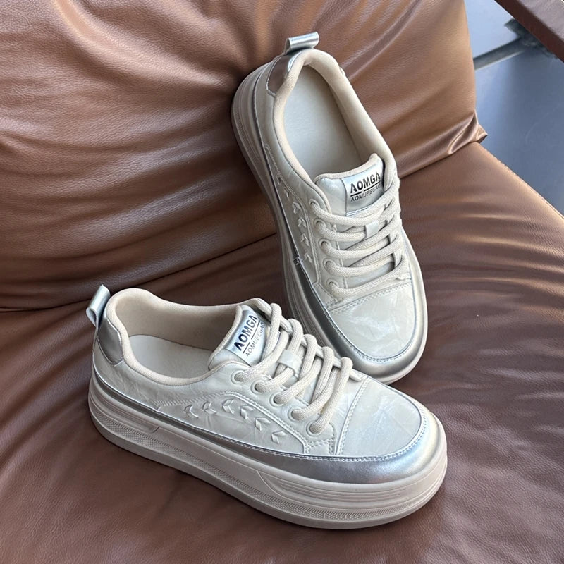 AIYUQI 2026 New Women's sneakers Shoes Flat Casual Women Skateboard Shoes Lace-Up Leopard Print female Dexterity Shoes