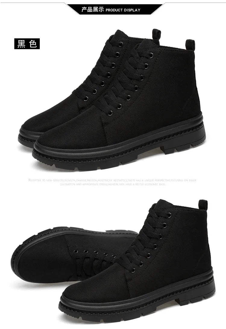 Men Boots Elevator Shoes Hidden Heels Canvas Heightening Shoes For Man Hidden Heels Increase Insole 10CM 8CM Sports Height Shoes