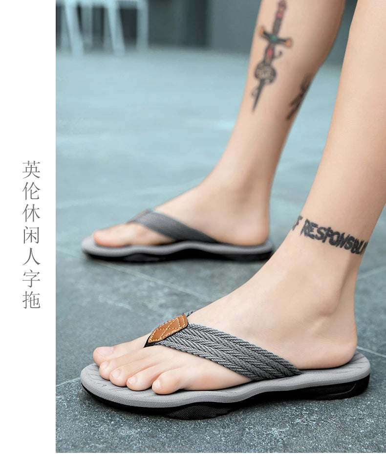 Home Flip Flops Fashion Men's Slippers Outdoor Sandals Summer Beach Shoes Size 39-46