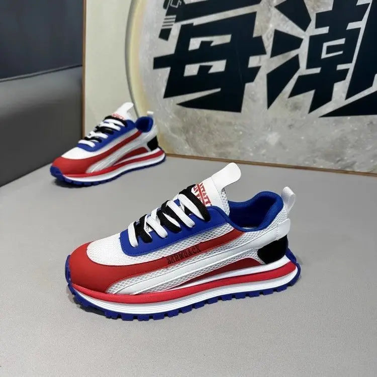 Chunky Sneaker Men Designer Retro Soft Sole Sport Shoes Fashion Casual Leather Fabric Breathable Height Increased Platform Shoes