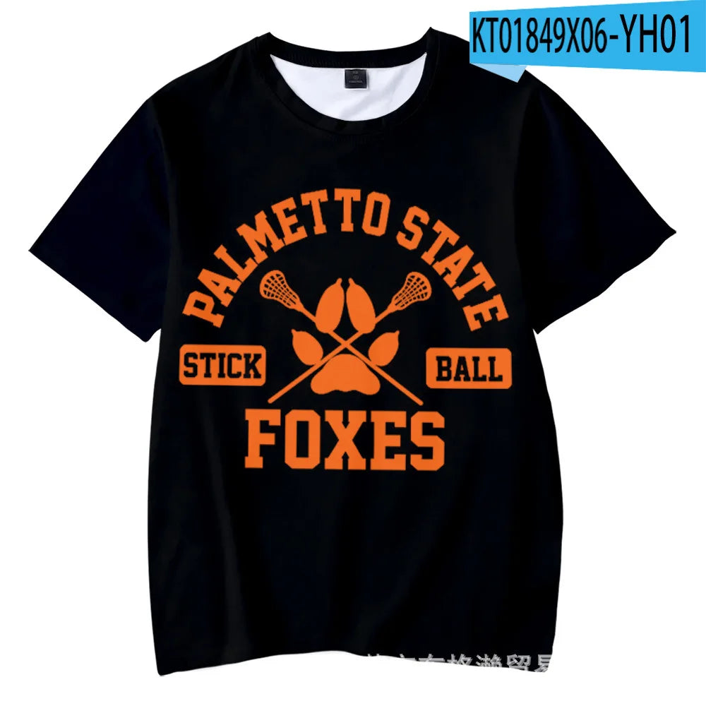New The Foxhole Court Palmetto State Foxes Lacrosse Jersey Cosplay WILDS MINYARD 3D T-shirt Men/Women Graphic Tees Streetwear