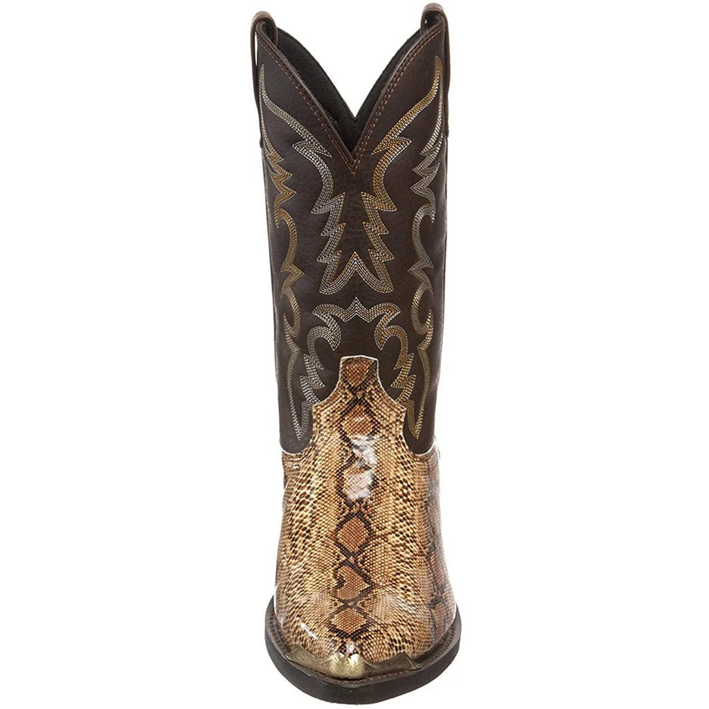 Snake Pattern Cowboy Boots Men Handmade Mid-calf Mens Boots Retro Pointed-top Western Boots Plus Size 38-48 Unisex Shoes Botas