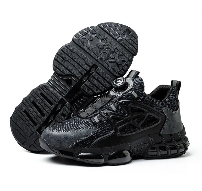 ZLMY Rotating Button Safety Shoes Men Steel Toe Sneakers Air Cushion Work Shoes Man Puncture Proof Work Safety Boots Protective