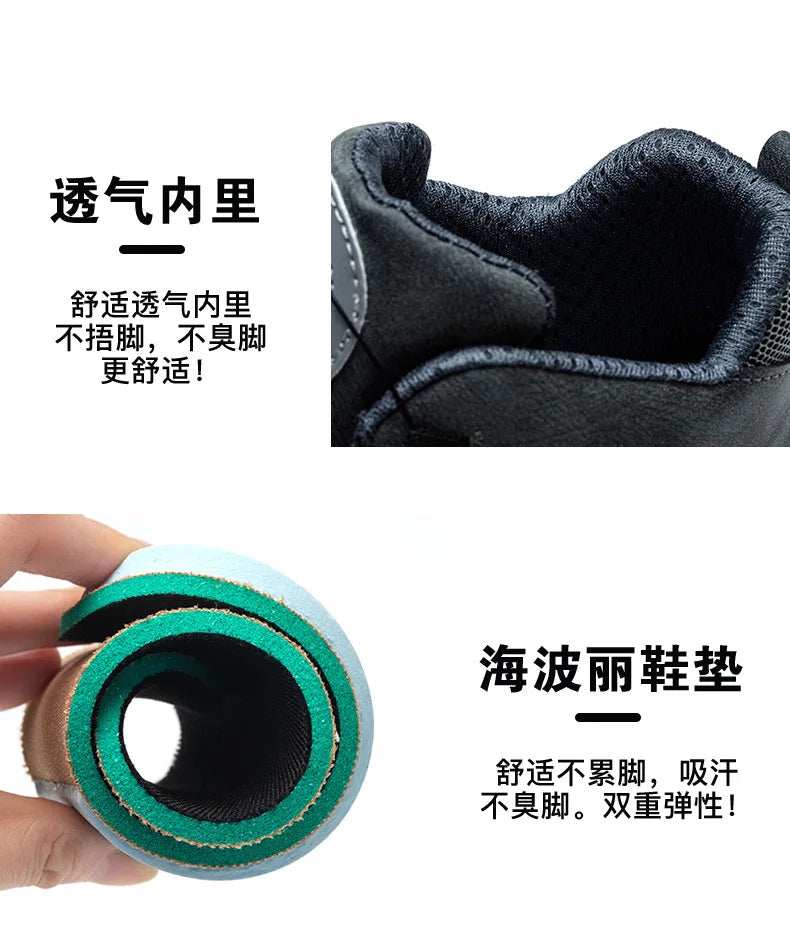 Rotating Buttons Work Boots Men Steel Toe Shoes Safety Boots Puncture-Proof Protective Shoes Waterproof Indestructible Shoes New