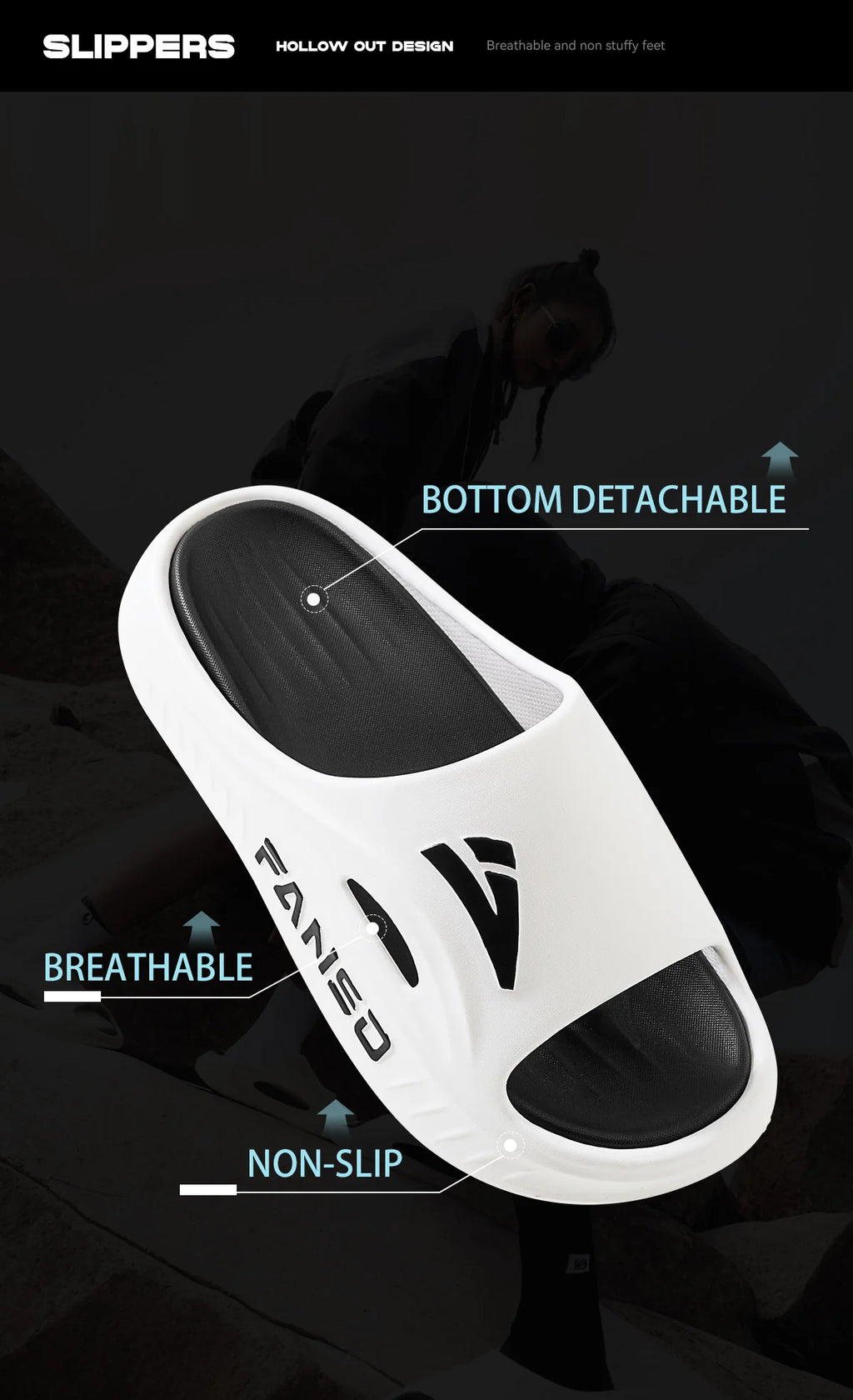 EVA Men Outdoor Slippers Sports Heightened Thick Bottom Slippers Comfortable Breathable Outdoor Slippers