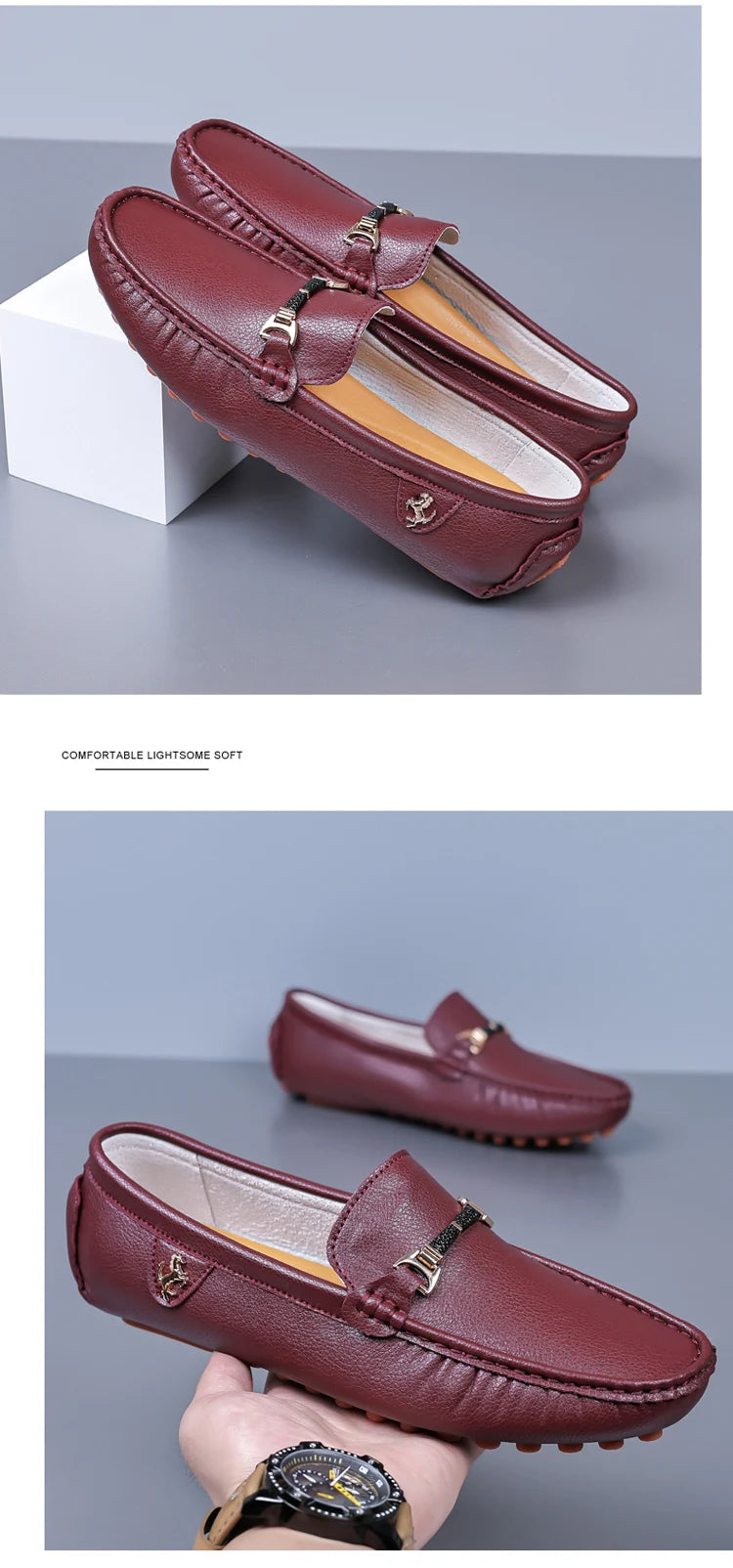 MAEDEF Men's Loafers 2024 Spring Autumn Fashion Shoes Men Classic Brand High Quality Leather Comfy Drive Shoes Boat Casual Shoes