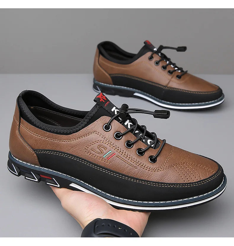 New Men's Leather Flat Casual Shoes Soft Sole Slip on Loafers Business Formal Shoes for Men Zapatos Casuales De Hombre Plus Size