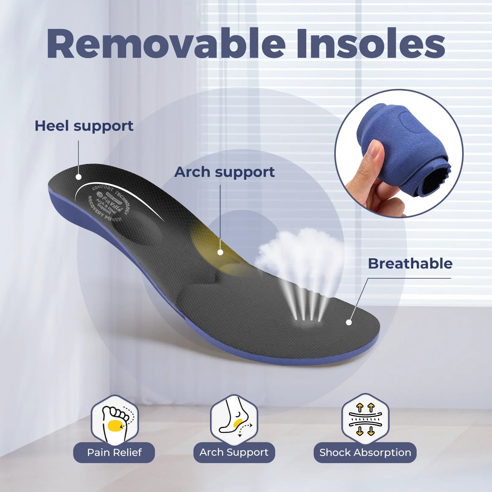 FitVille Men's Diabetic Shoes Extra Wide Slip-On Shoes for Swollen Feet Adjustable Walking Shoes for Elderly Foot Pain Relief