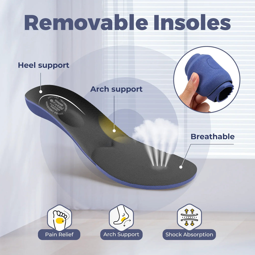 FitVille Men's Diabetic Shoes Extra Wide Slip-On Shoes for Swollen Feet Adjustable Walking Shoes for Elderly Foot Pain Relief