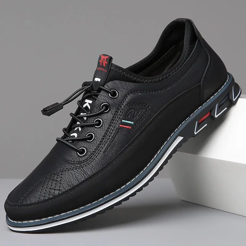 New Men's Leather Flat Casual Shoes Soft Sole Slip on Loafers Business Formal Shoes for Men Zapatos Casuales De Hombre Plus Size