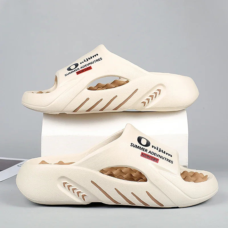 Men Slippers 2024 Summer New Platform Slides Sandals EVA Soft-sole Men Shoes Indoor Outdoor Walking Beach Shoes Flip Flops