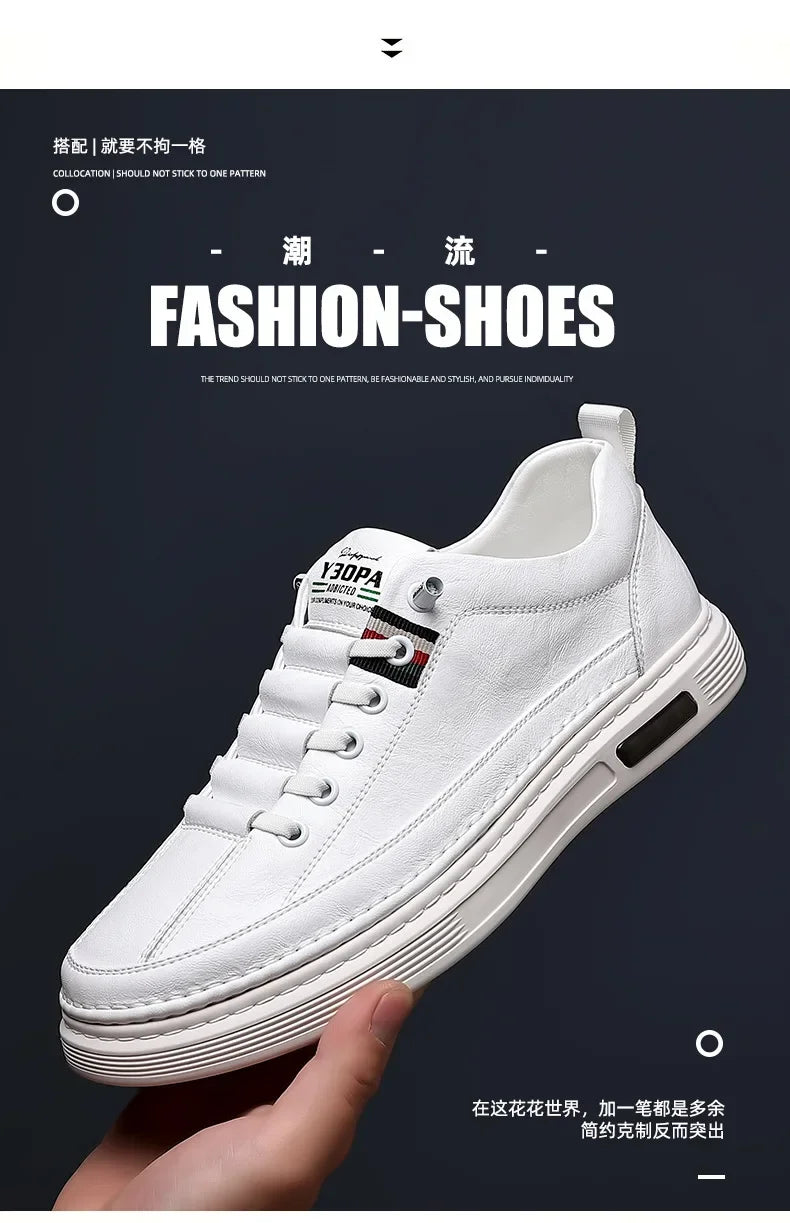 New Leather Shoes for Men Non-slip Sports Fashion Comfortable Sneakers Male Flat Slip-on Casual Brand Men's Casual