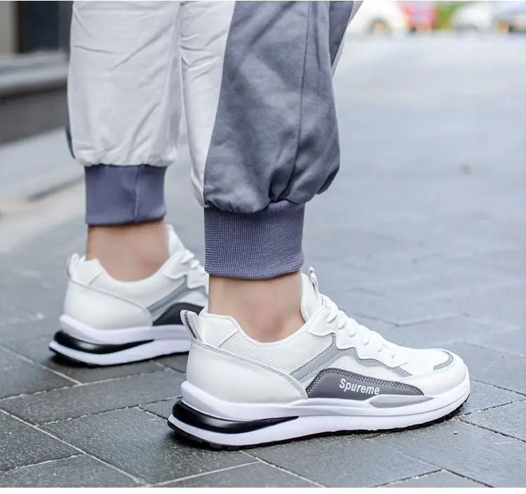 New Men's Breathable Low-Top Lace-Up Casual Shoes Comfortable Sports Shoes Lightweight PU Mesh Upgraded Version Fashionable