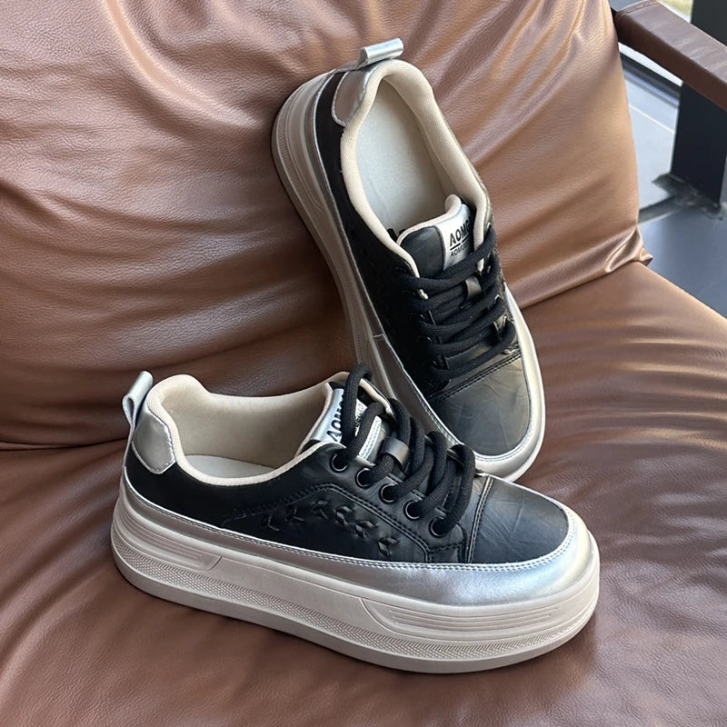 AIYUQI 2026 New Women's sneakers Shoes Flat Casual Women Skateboard Shoes Lace-Up Leopard Print female Dexterity Shoes