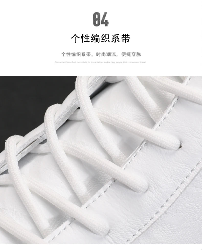 Shoes for Men Fashion Casual Sports Shoes Male Sneakers Trend Genuine Leather 2023 New Flat Running Shoes Large Size 39-46 White
