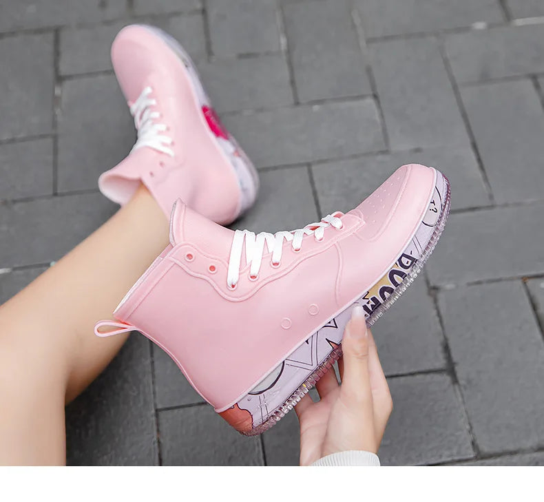 Men Rain Boots Fashion Trendy Nude Boots Anti-skid Work Chef Shoes Durable Waterproof Rubber Fishing Shoes Male Sneakers 2023New