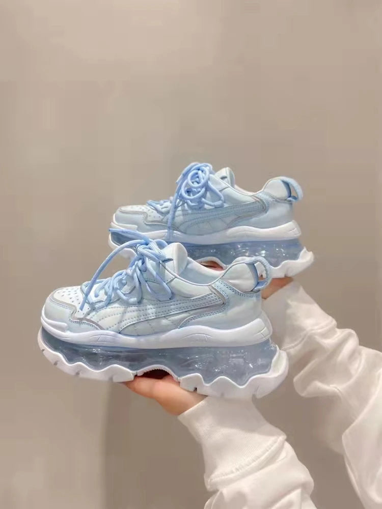 Shoes Women Sneakers Fashion Sole Design Light Color Summer Chunky Luxury Casual Sports Lace-up Basic Walking Shoes