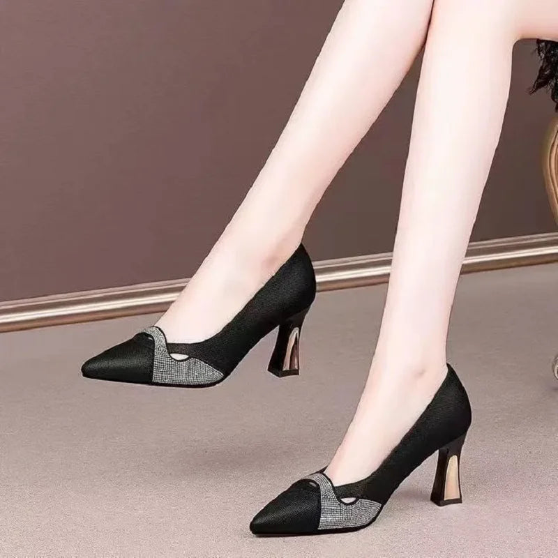 Women Cute Casual Brown High Quality High Heel Pumps Lady Casual Striped Shoes Female Sexy Party Shoes Bombas De Mujeres E5131