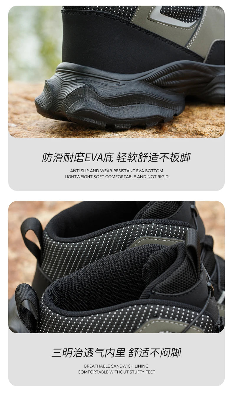 Rotating button Safety Shoes Men Boots work Sneakers Male Steel Toe shoes Protective Boots Puncture-Proof Indestructible shoes