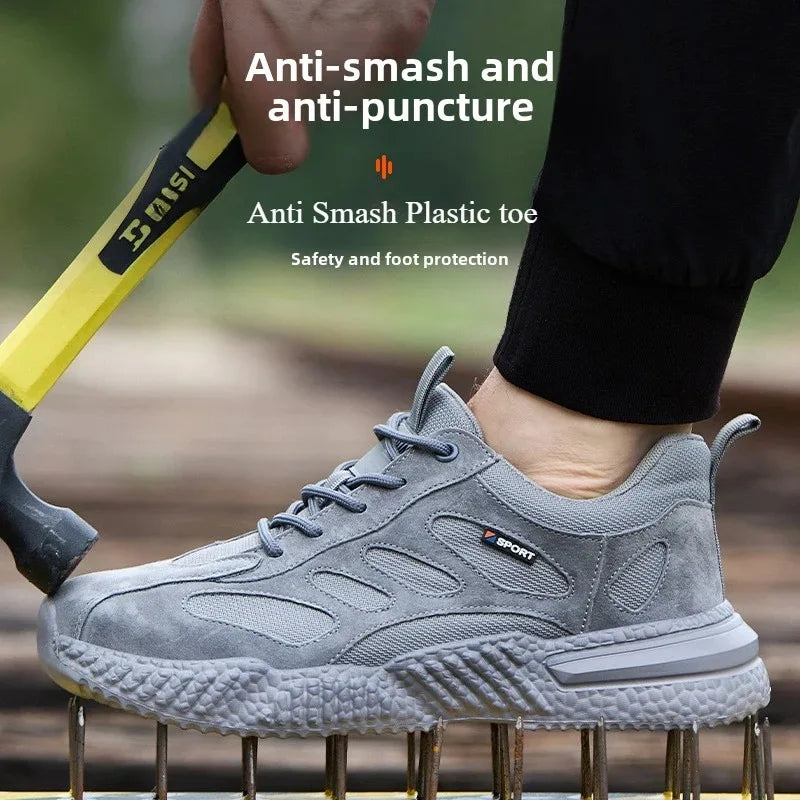 plastic toe cap safety shoes lightweight comfortable construction shoes for men protective work sneakers anti-slip work shoes