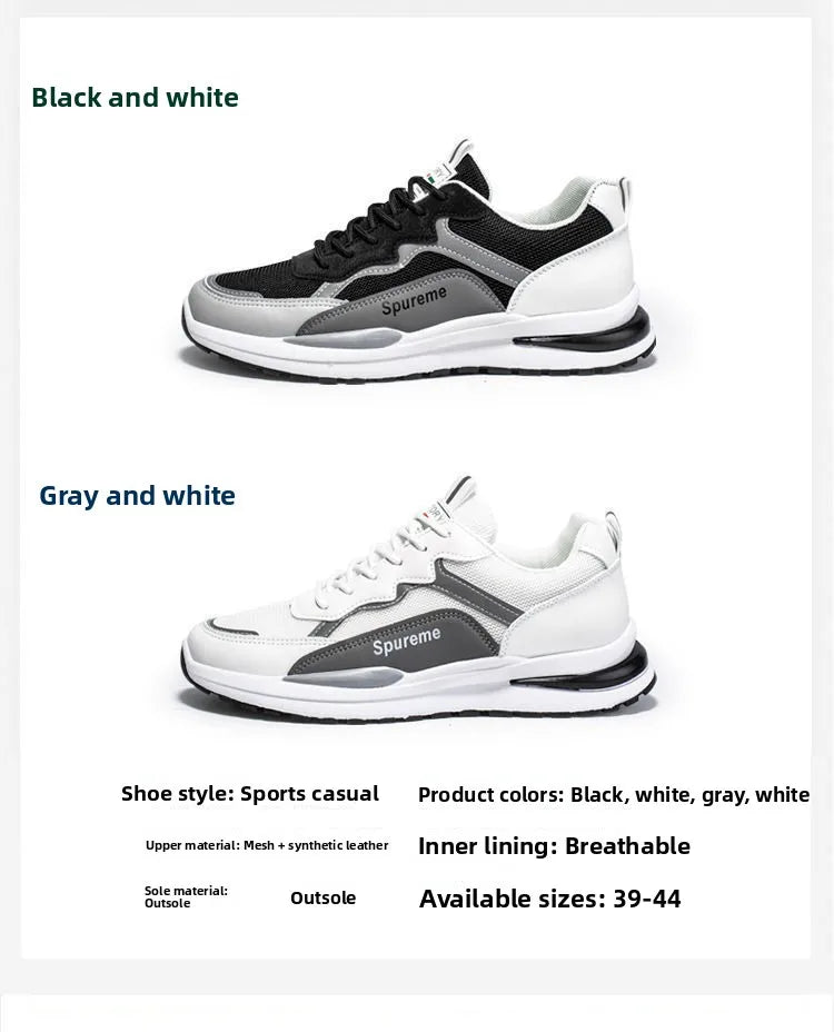 New Men's Breathable Low-Top Lace-Up Casual Shoes Comfortable Sports Shoes Lightweight PU Mesh Upgraded Version Fashionable