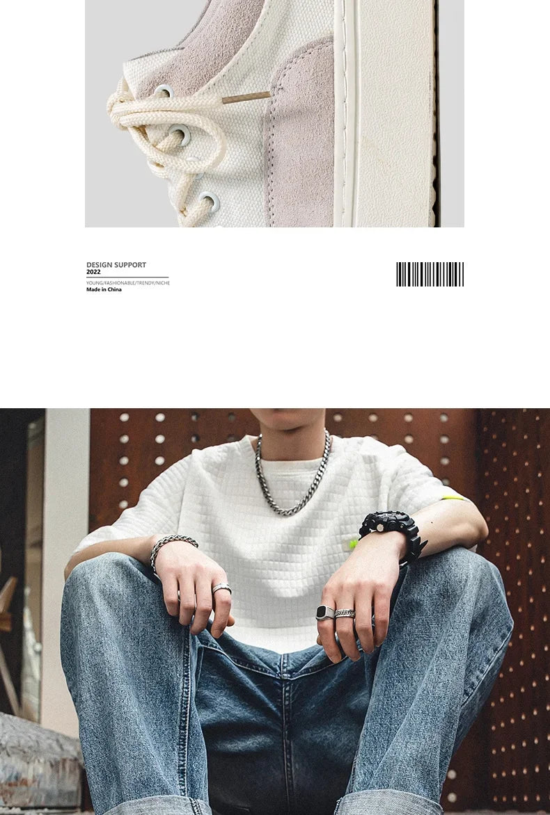 Korean Fashion Casual Canvas Sneakers Men Harajuku Platform Canvas Shoes Man Breathable Men's Vulcanized Shoes Zapatos De Lona