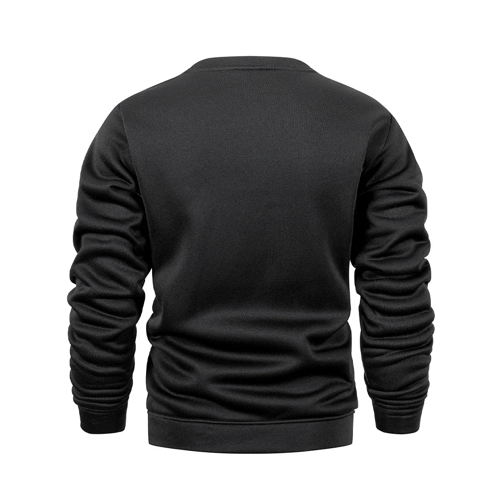Men's Warm Crew Neck Sweatshirt Fleece Lined Thermal Pullover Autumn Winter Fashion Casual Sweater Loose Knit Long Sleeve Hoodie