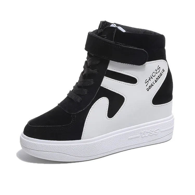 2026 Thick Platform Sneakers Casual Lace-Up Wedges High Heel Womens Shoes Outdoor Black Red Platform Vulcanize Shoes Women